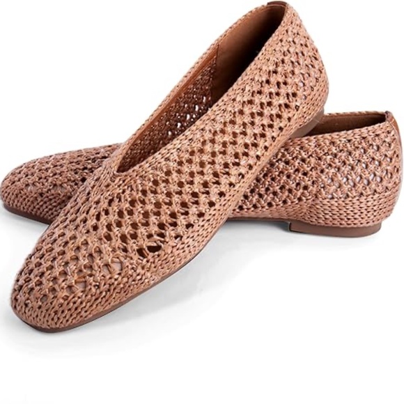 Women's Tan Woven Closed Toe Flats, 10 - Picture 1 of 7